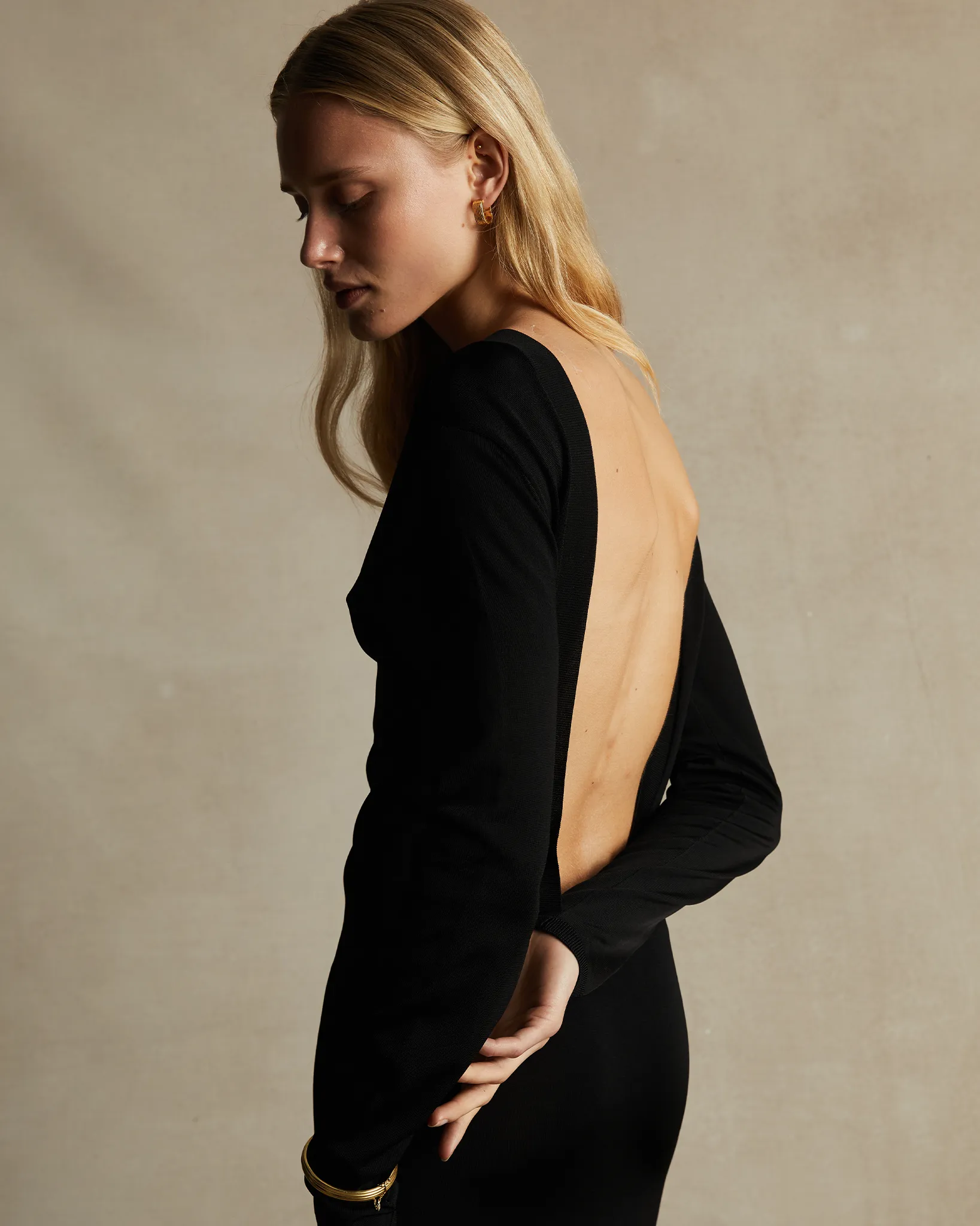 Black Lenna Backless Knit Dress