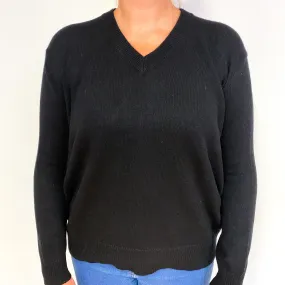 Black Slouchy Heavy Cashmere V-Neck Jumper Large