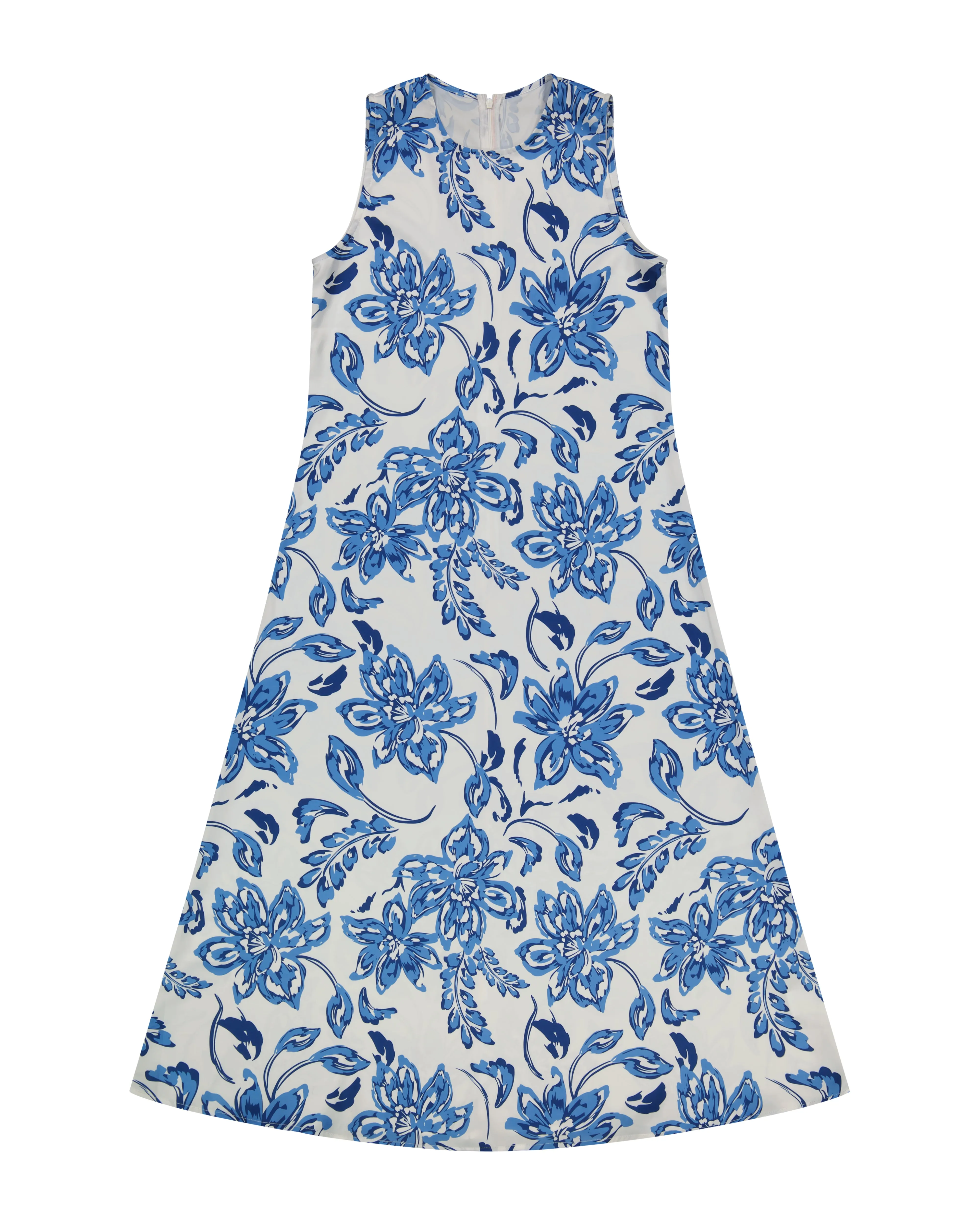 Bliss Crew Neck Slip Dress White Floral