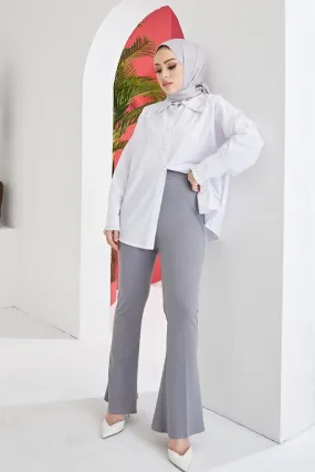 BNG Women Spanish Flare Fabric Pants Gray - Clermont