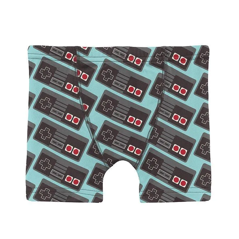 Boy's Print Bamboo Boxer Briefs (Set of 3) - Summer Sky Retro Game Controller, Midnight & Rad Stripe