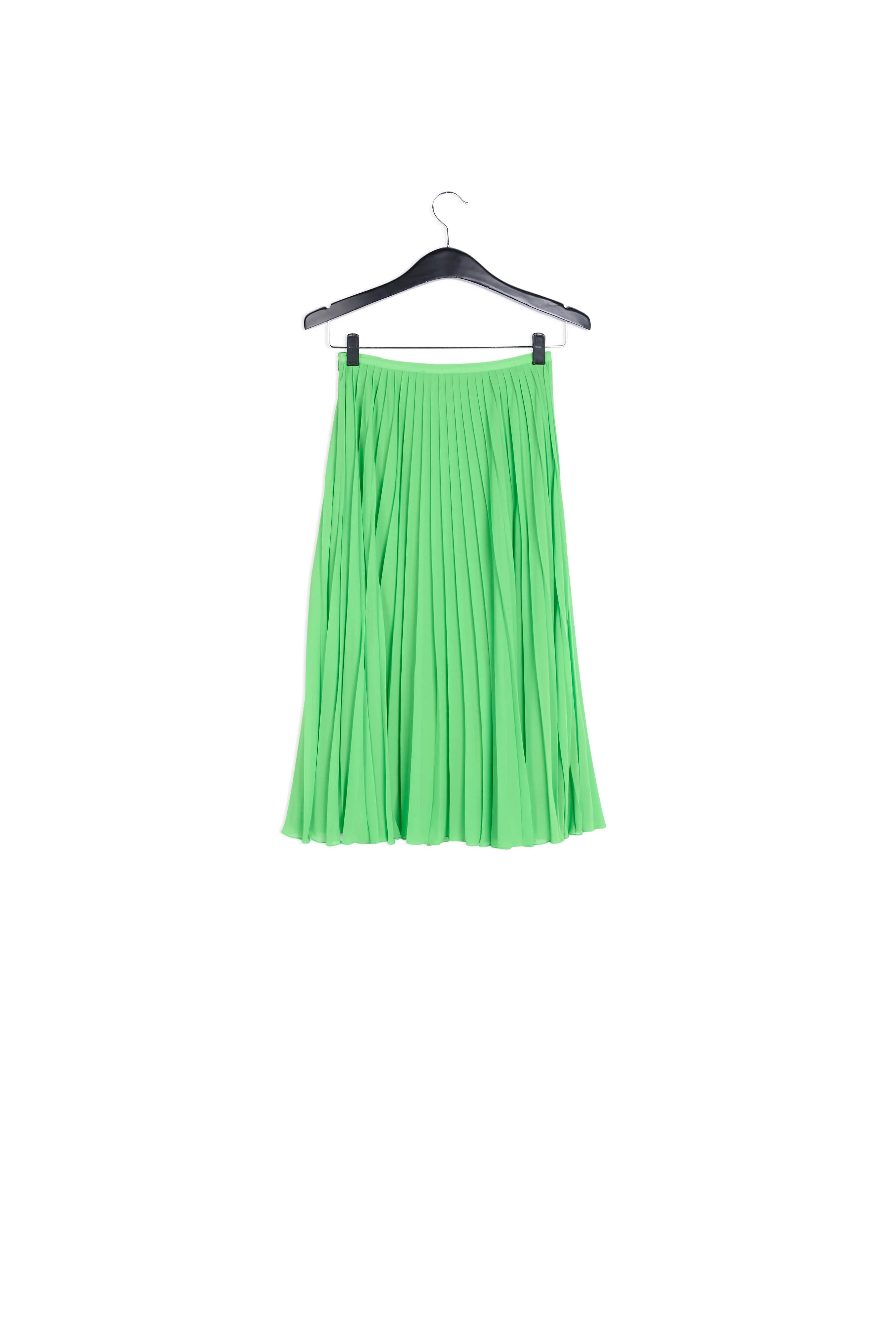 Bright green plissé midi skirt