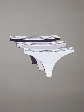 Calvin Klein MODERN LOGO Womens 3 Pack Thongs Multicoloured