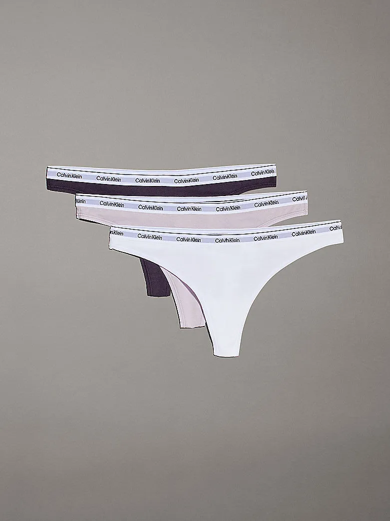 Calvin Klein MODERN LOGO Womens 3 Pack Thongs Multicoloured