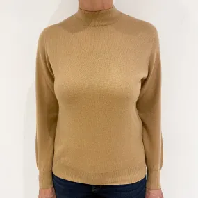 Camel Cashmere Turtle Neck Jumper Medium