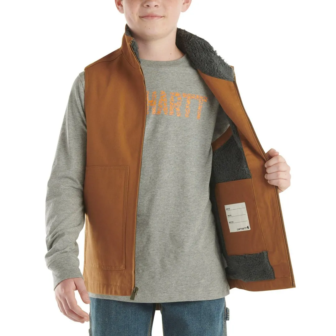Carhartt Boys' Canvas Sherpa Lined Vest