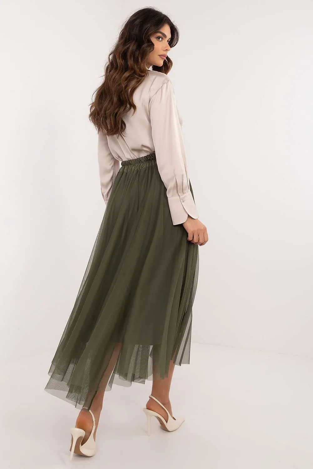 Casual tulle midi skirt