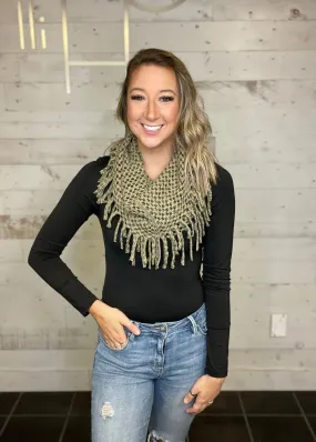 Central City Crochet Collar Scarf TAUPE