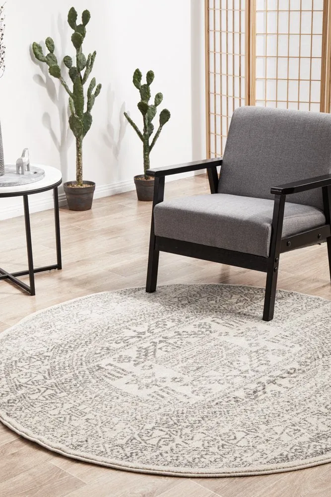 Chrome Addison Round Rug (Silver) by Rug Culture