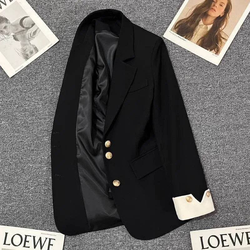 Color Block Sleeve Blazer in Cream or Black
