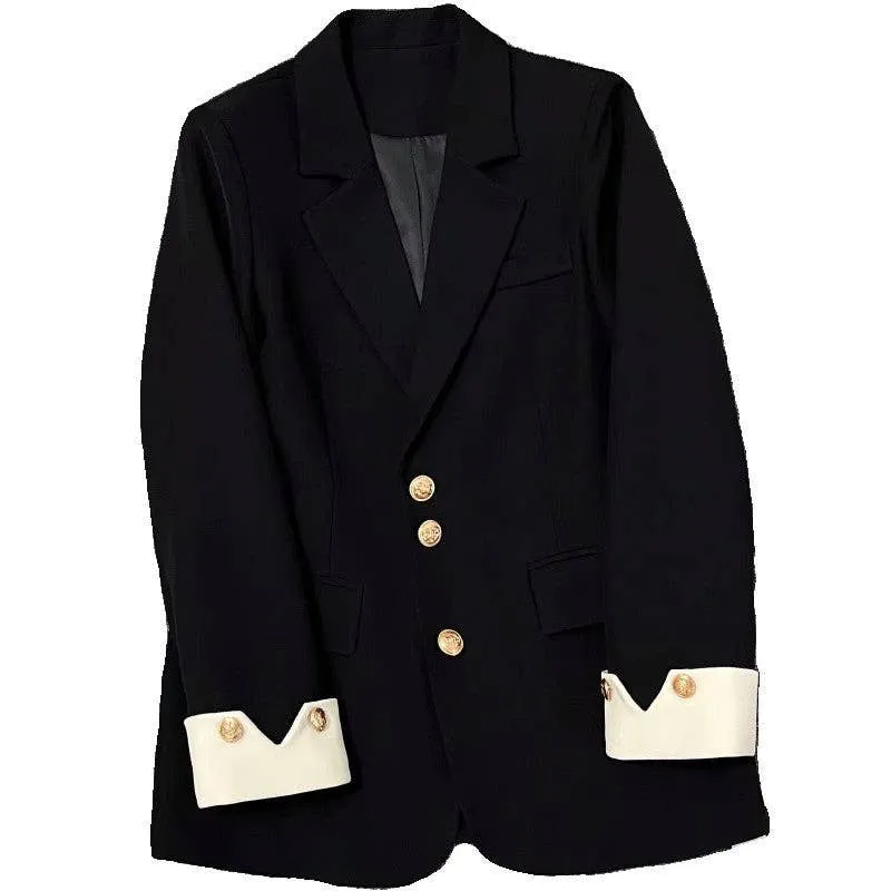 Color Block Sleeve Blazer in Cream or Black