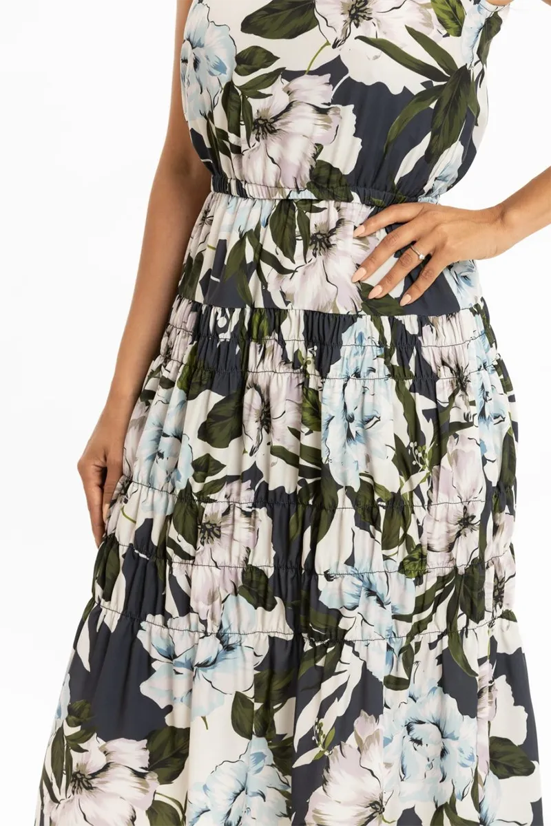 Como Halter Shirred Midi Dress