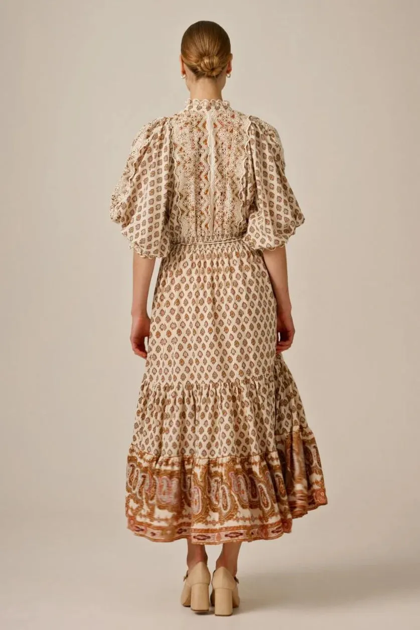 Cotton Slub Midi Dress in Paisley