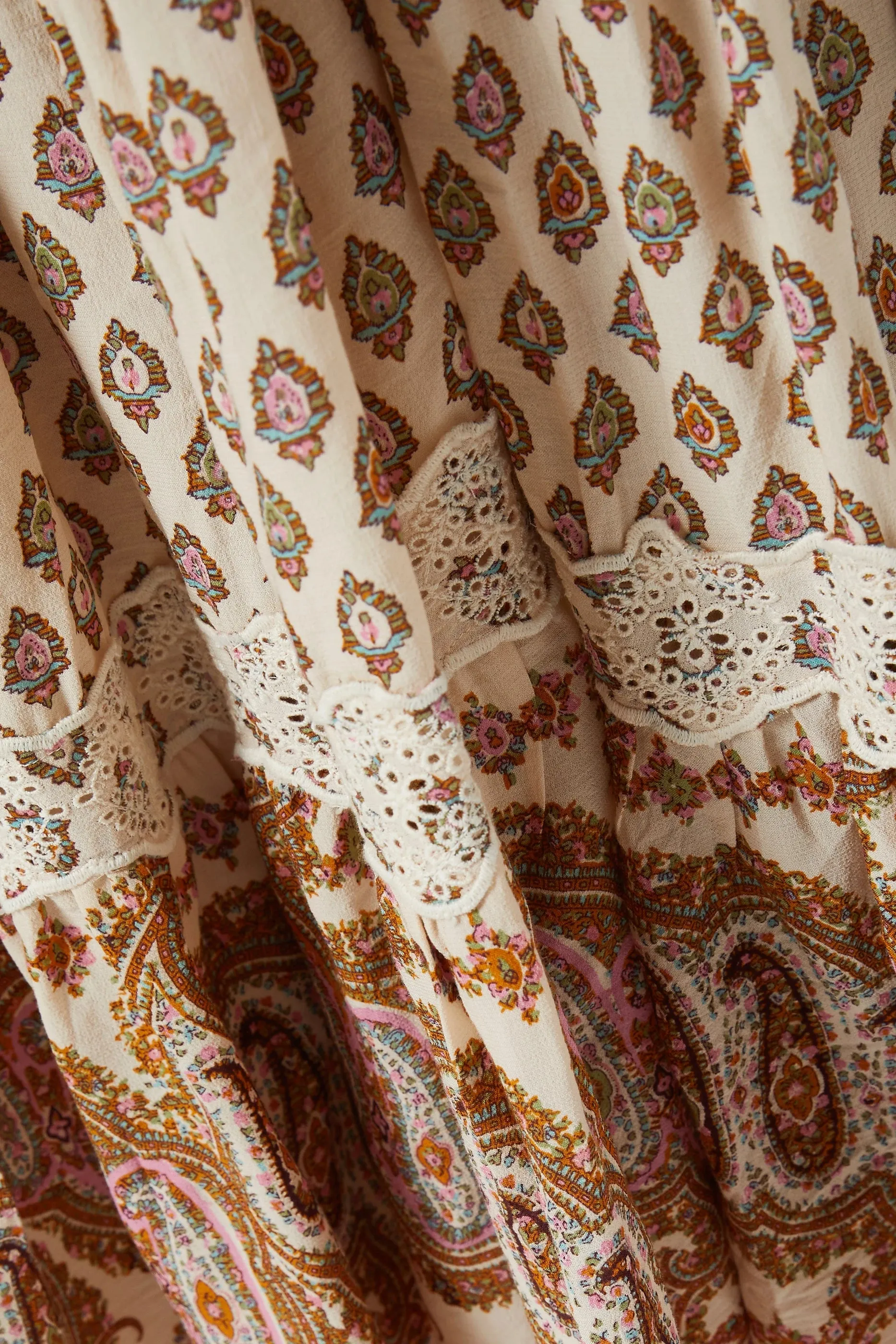 Cotton Slub Midi Dress in Paisley
