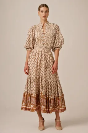 Cotton Slub Midi Dress in Paisley