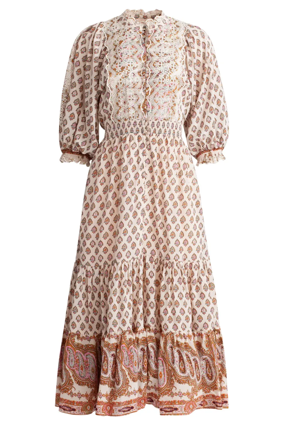 Cotton Slub Midi Dress in Paisley