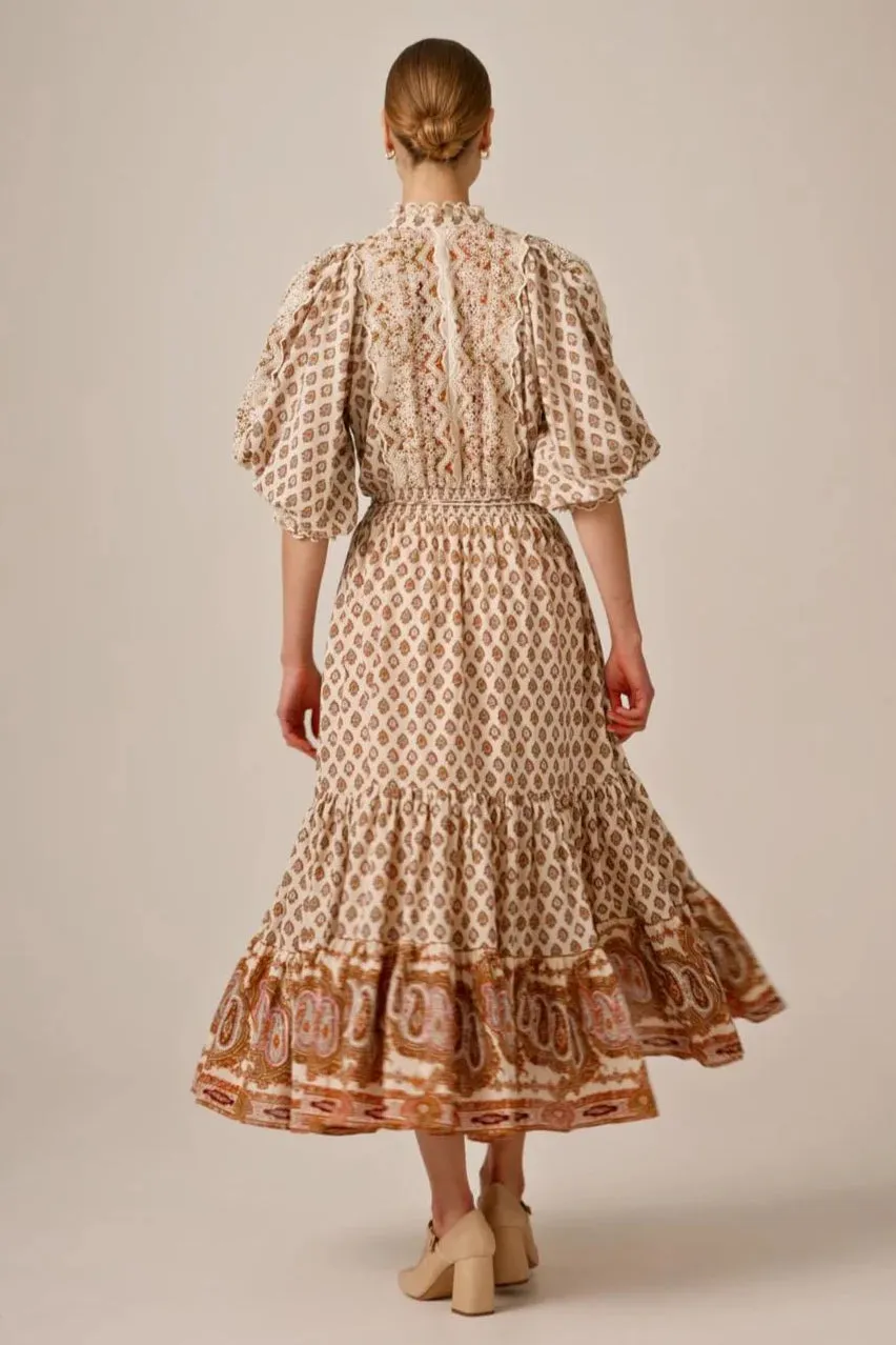 Cotton Slub Midi Dress in Paisley