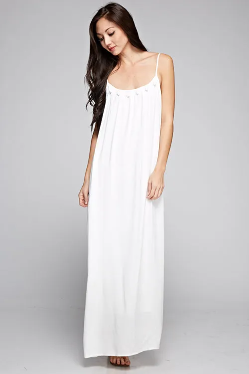Crochet Ball Detail Spaghetti Strap Maxi Dress