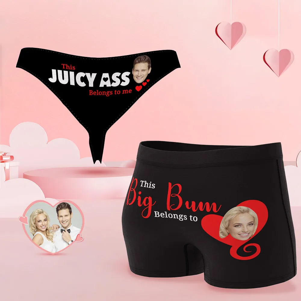 Custom Face Couple Underwear You Belong to Me Personalized Underwear Valentine's Day Gift