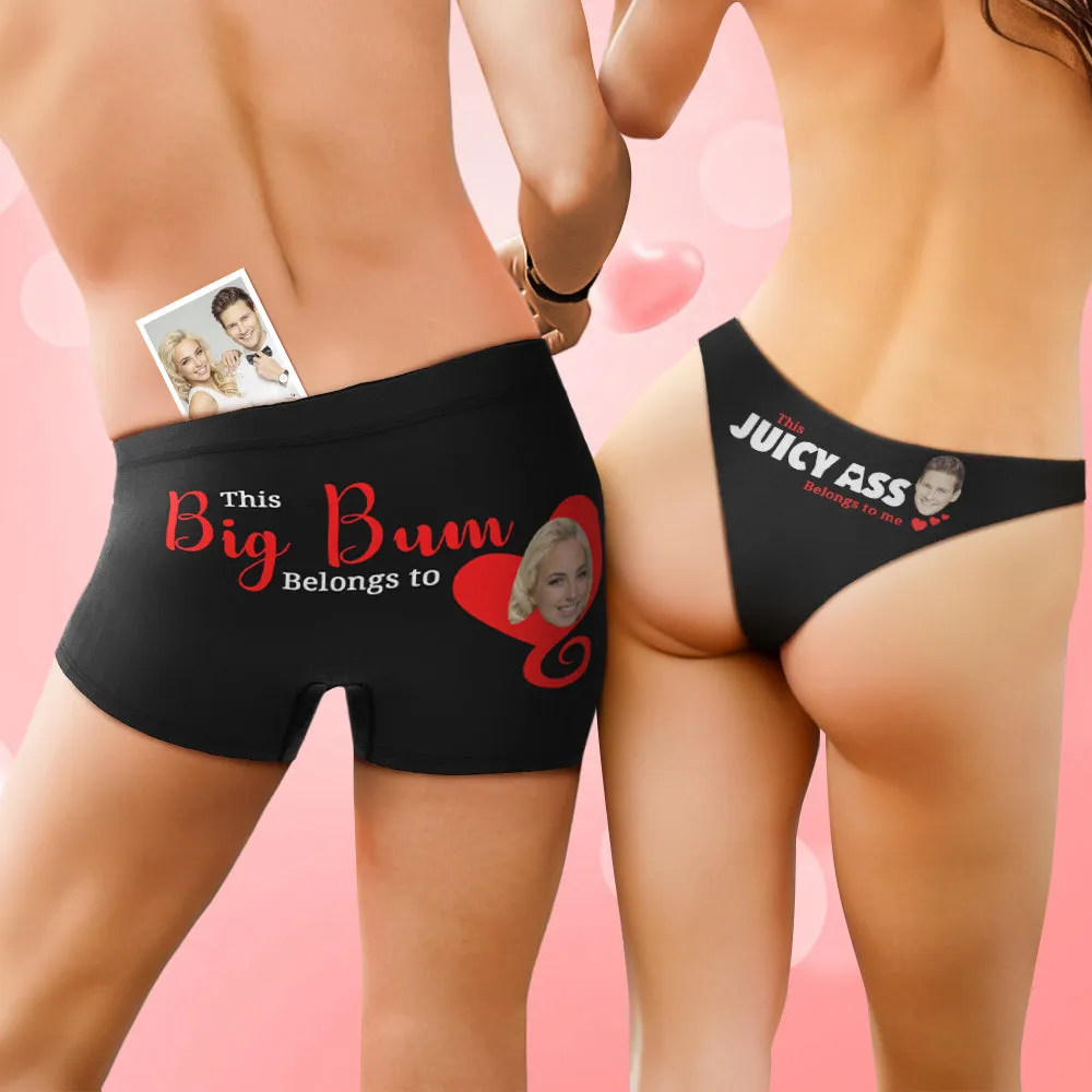 Custom Face Couple Underwear You Belong to Me Personalized Underwear Valentine's Day Gift