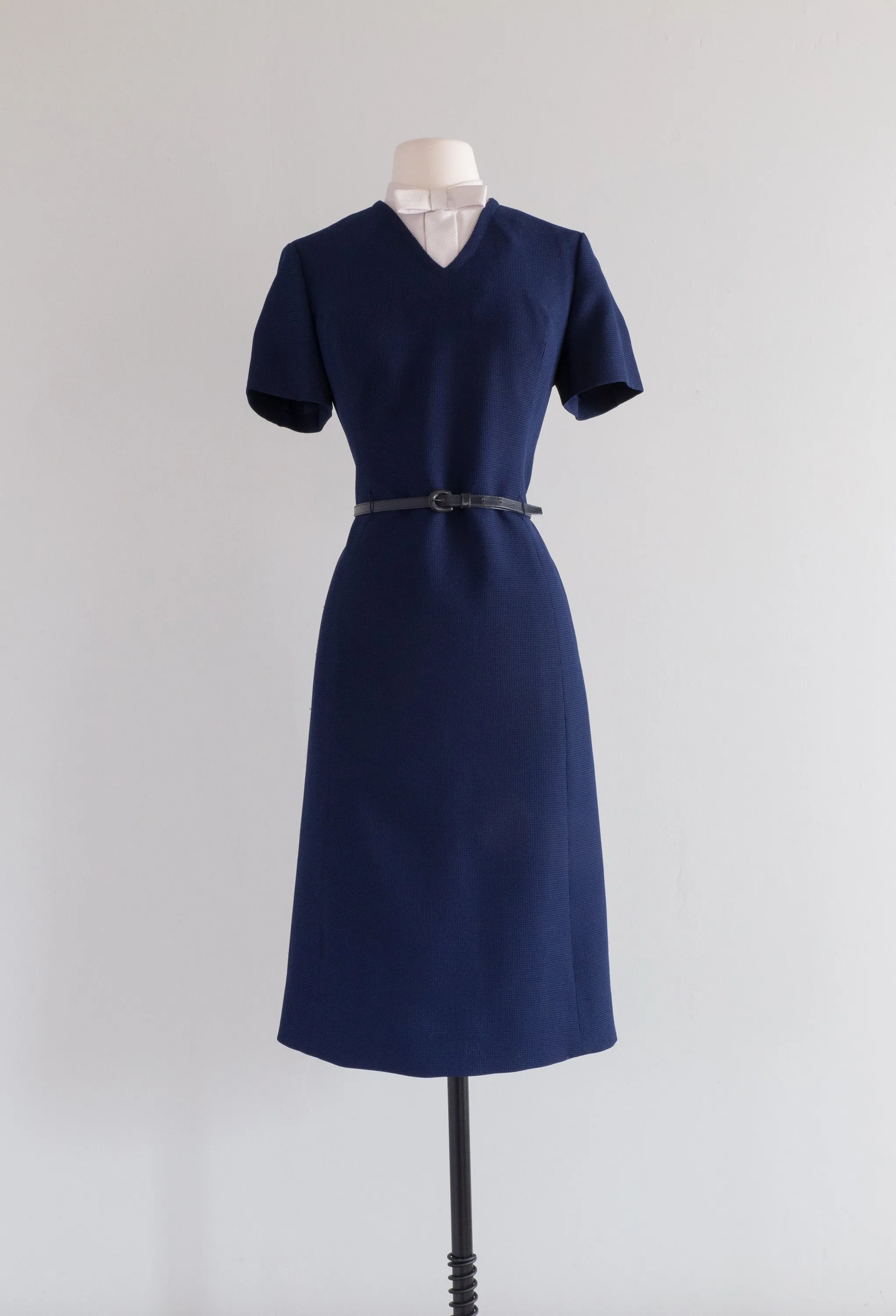 Darling 1960's Navy Blue Dress & Jacket Set By Robert Leonard / ML