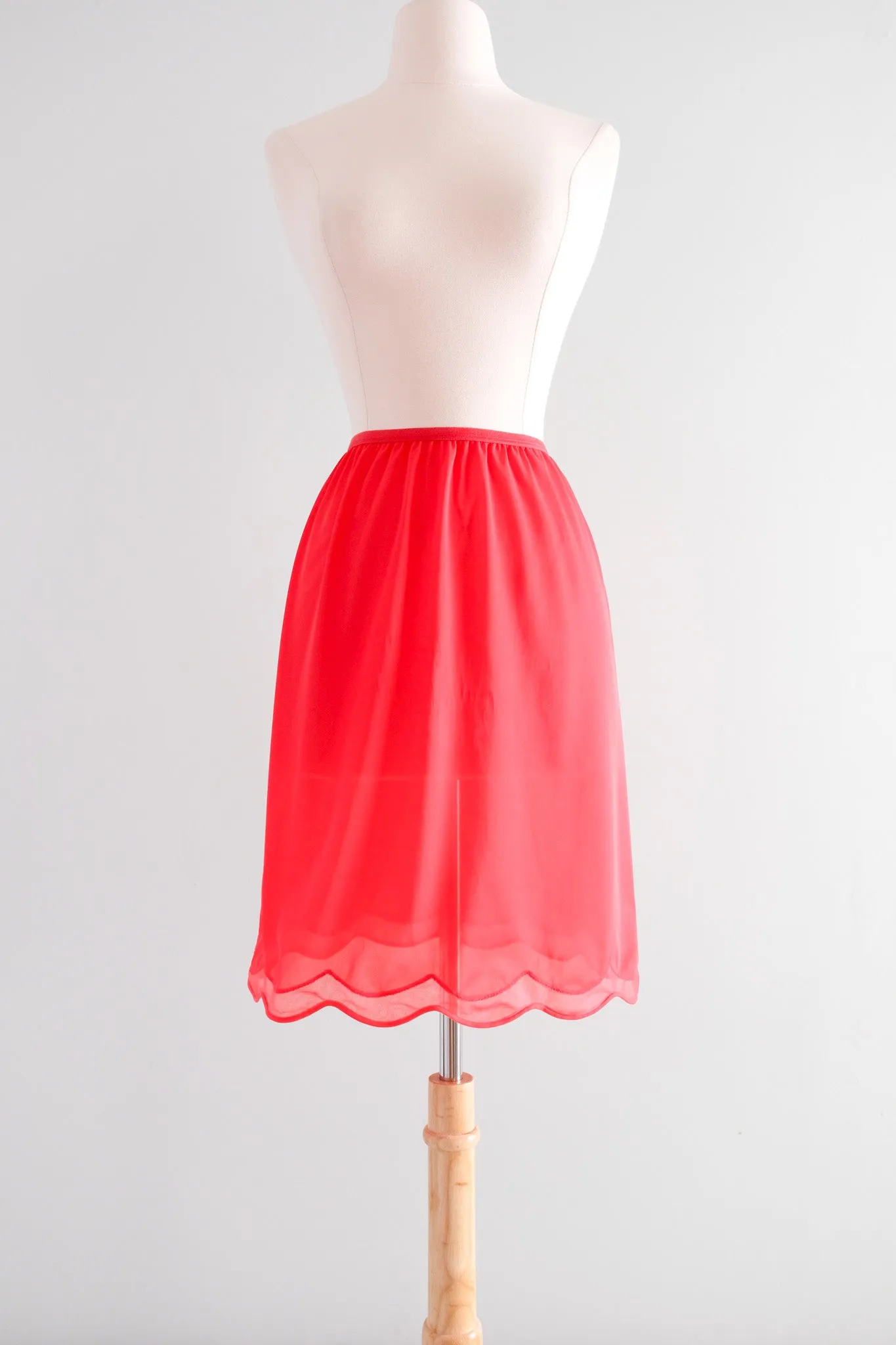 Delightful 1950's Scarlet Red Vintage Slip Skirt / Sz M
