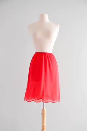 Delightful 1950's Scarlet Red Vintage Slip Skirt / Sz M