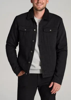 Denim Sherpa Tall Men's Jacket in Onyx Black Wash