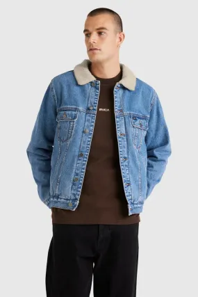 Denim Sherpa Trucker Jacket Vintage Blue