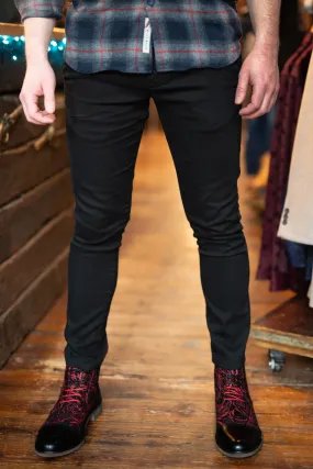 DML Black Tapered Fit Textured Chinos
