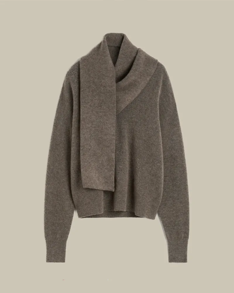 Draped-Scarf Knit Truffle