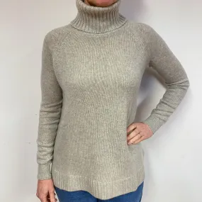 Dusty Grey Cashmere Polo Neck Jumper Medium