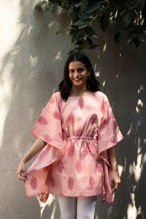 Earthy Route Bright pink short kaftaan in lyocell