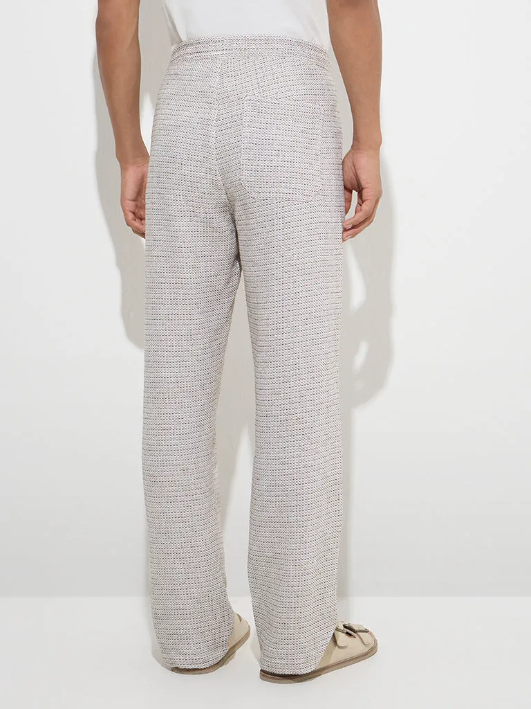 ETA Grey Knit-Textured Relaxed-Fit Mid-Rise Cotton Chinos