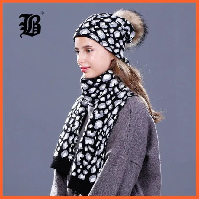 Fashion Brand Women Hats Scarf For Winter | High Quality Rhinestones  Beanies Warm Autumn Angora Knitted Caps