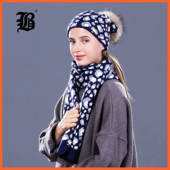 Fashion Brand Women Hats Scarf For Winter | High Quality Rhinestones  Beanies Warm Autumn Angora Knitted Caps