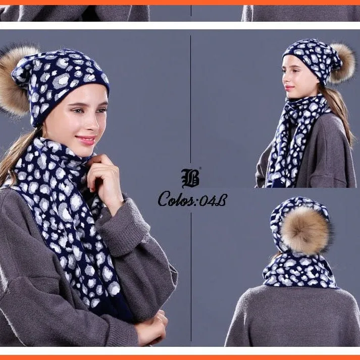 Fashion Brand Women Hats Scarf For Winter | High Quality Rhinestones  Beanies Warm Autumn Angora Knitted Caps