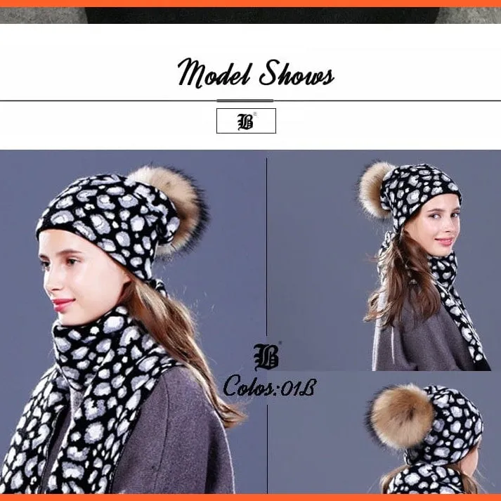 Fashion Brand Women Hats Scarf For Winter | High Quality Rhinestones  Beanies Warm Autumn Angora Knitted Caps