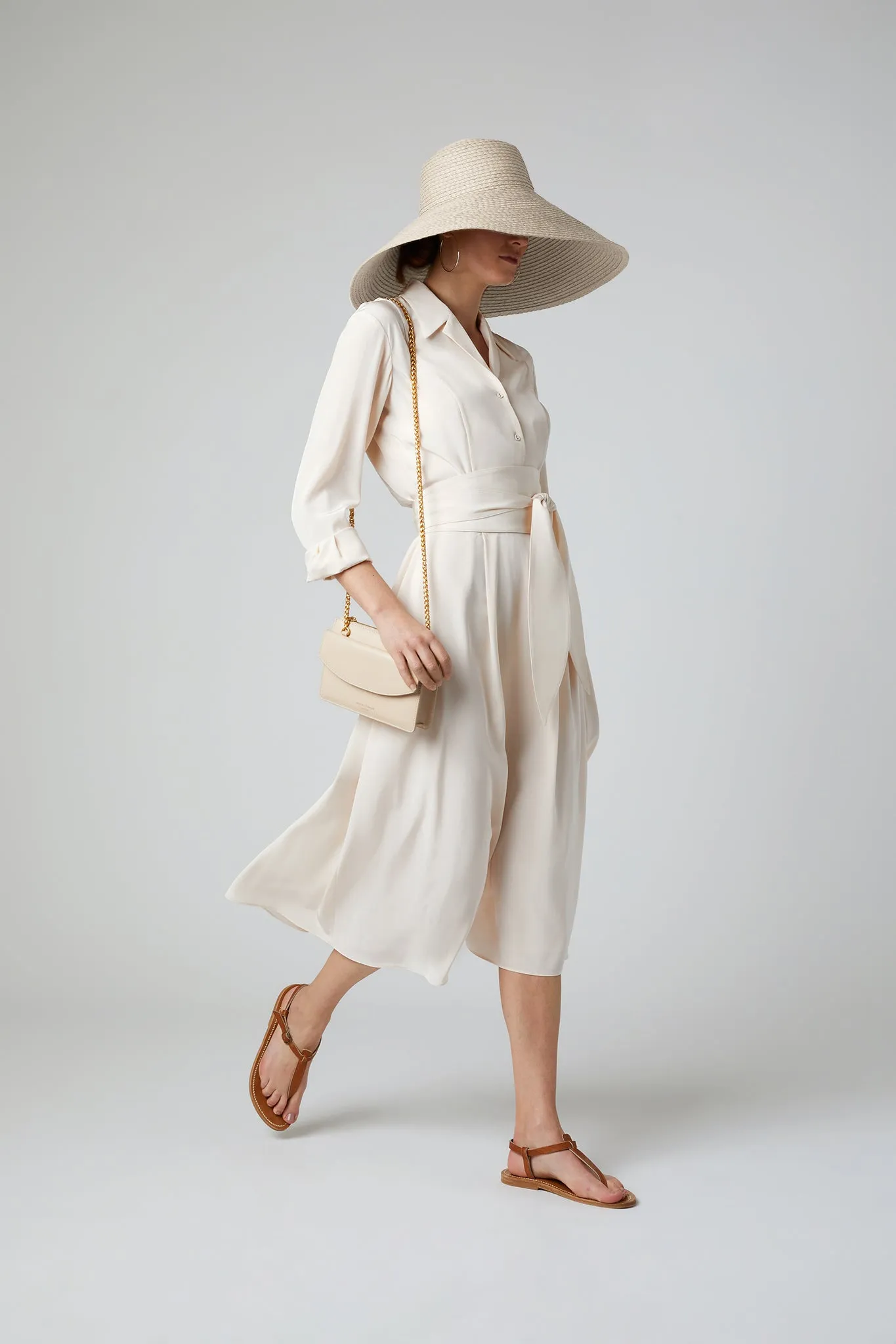 Filomena Silk Full Skirt Shirt Dress