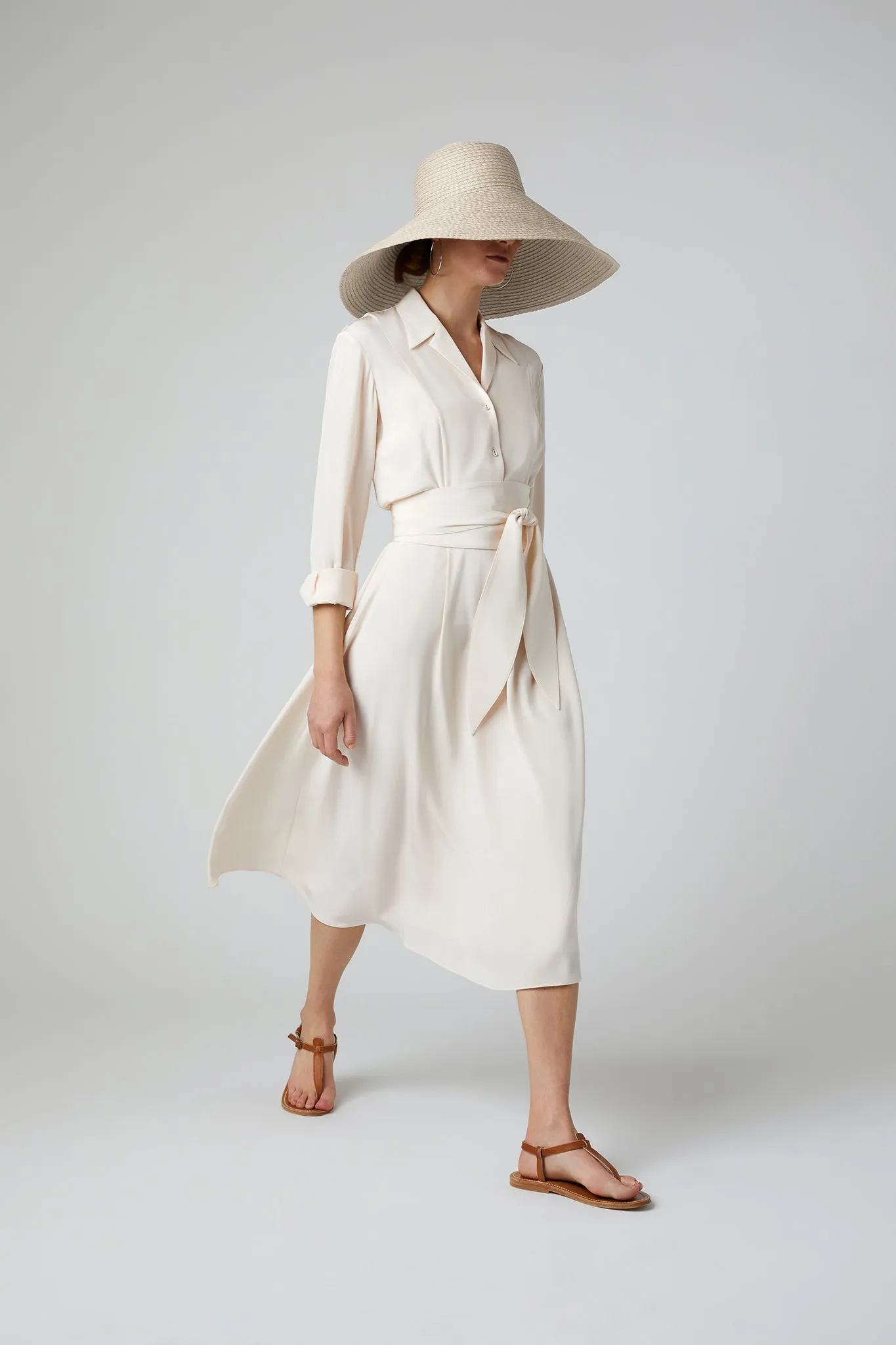 Filomena Silk Full Skirt Shirt Dress