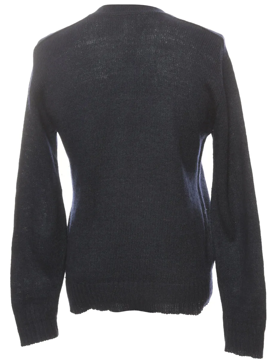 Fine Knit Navy Jumper - L