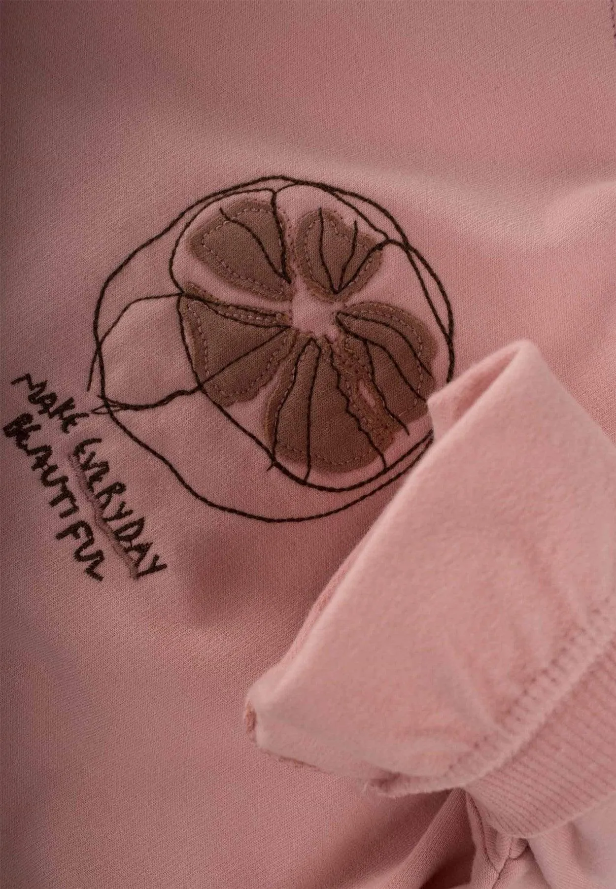 Fruit Embroidered Sweatshirt- Powder