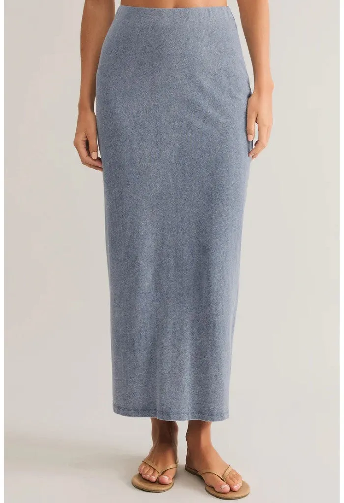Gail Jersey Denim Midi Skirt