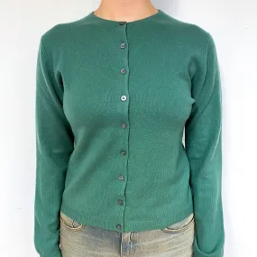Grass Green Cashmere Crew Neck Cardigan Small