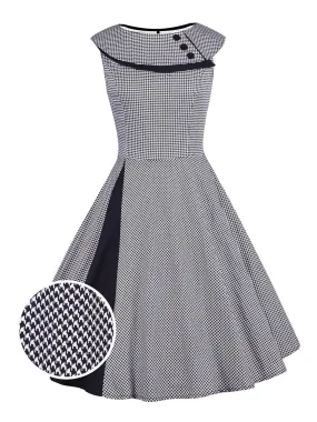 Grey 1950s Plaid Patchwork Swing Dress