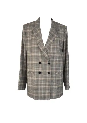 HUGO BOSS grey/black/red check wool blend double breasted blazer, 12