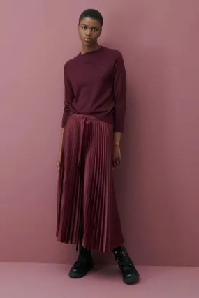 Immune Midi Pleated Skirt in Bordeaux