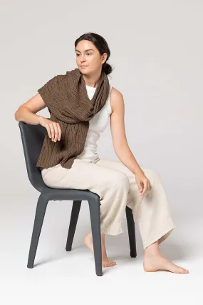 Indus Design Chunky Cable Knit Scarf - Bark