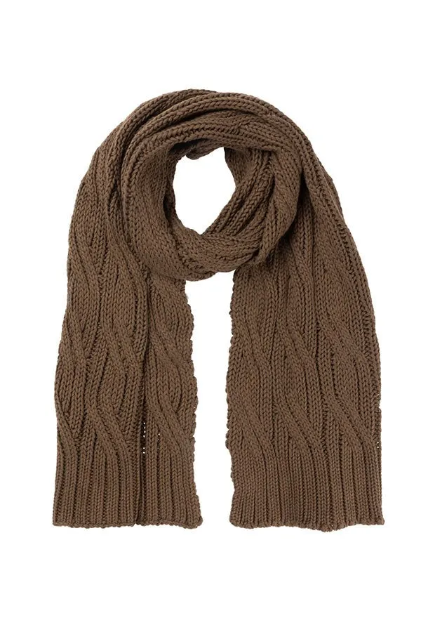 Indus Design Chunky Cable Knit Scarf - Bark