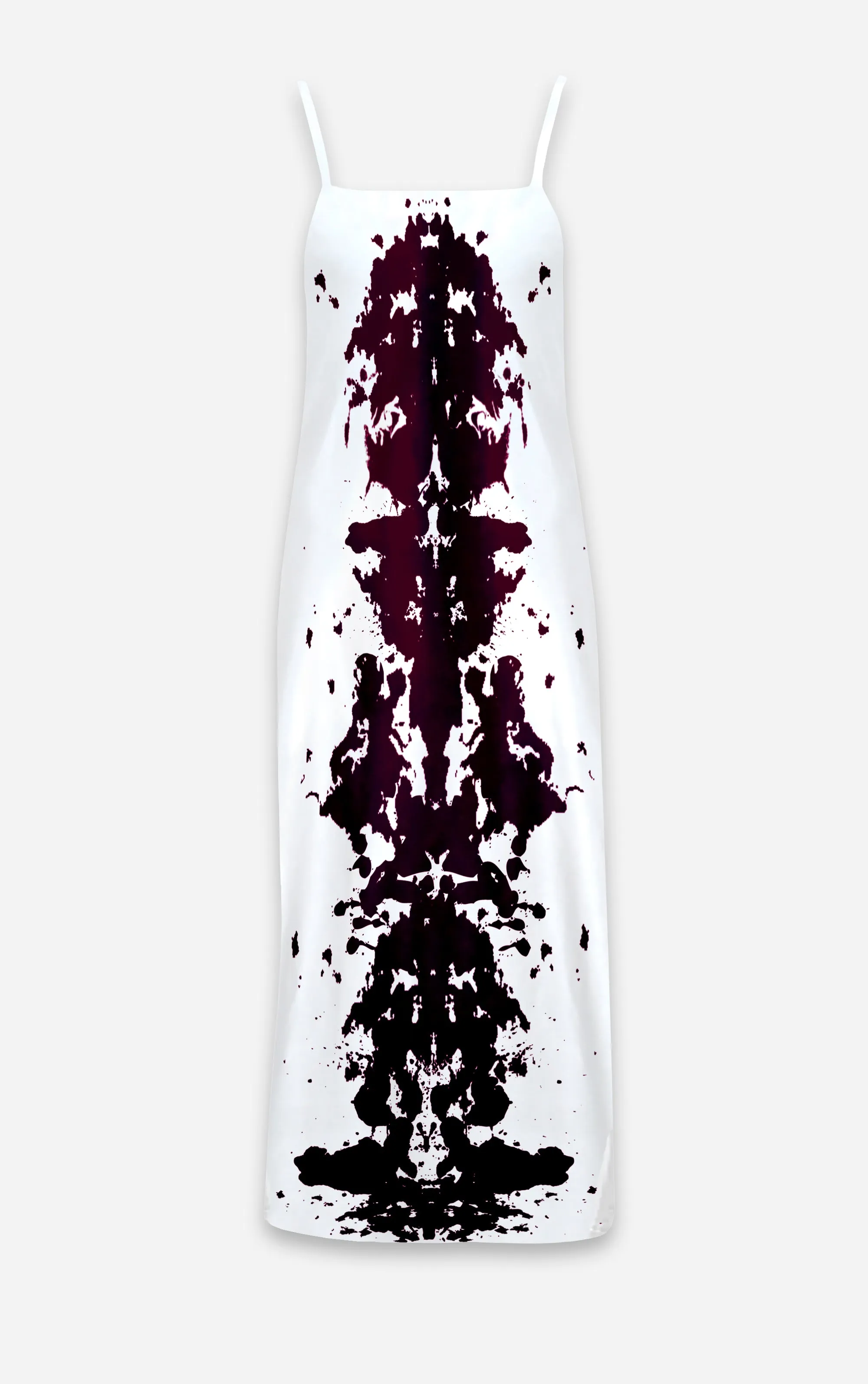 Ink Blot- 100% Silk Satin French Gothic V Neck Slip Dress in Eggplant Wine | Le Leanian™